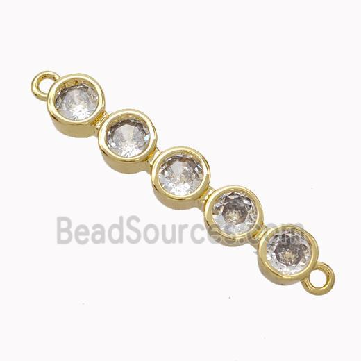 Copper Stick Connector Pave Zirconia Curving Gold Plated