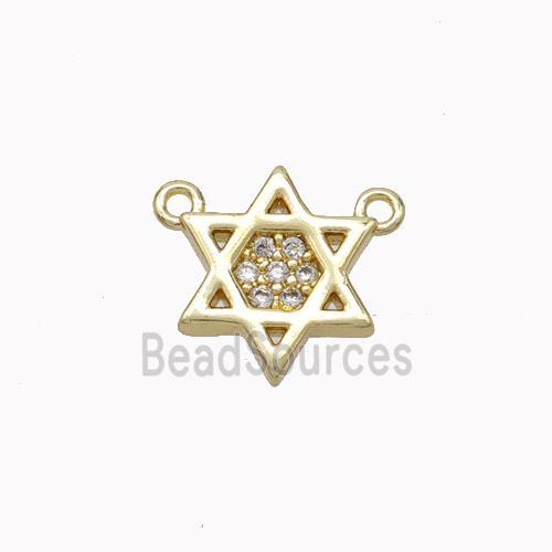 Copper Davidstar Pendant Micropave Zirconia Gold Plated