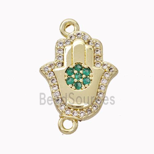 Copper Hamsahand Pendant Micropave Zirconia Gold Plated