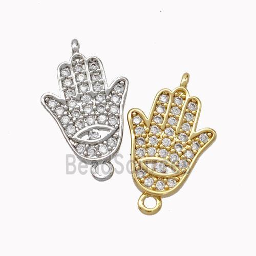 Copper Hamsahand Connector Micropave Zirconia Eye Mixed