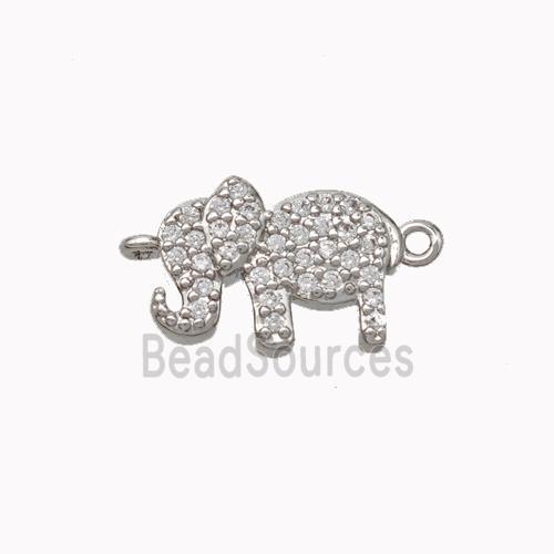 Copper Elephant Connector Micropave Zirconia Platinum Plated