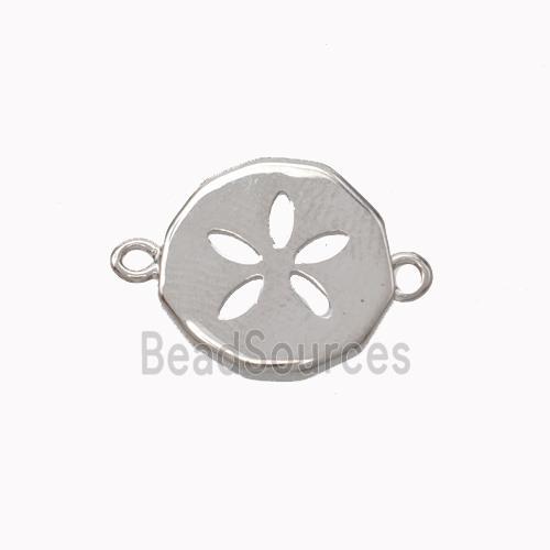 Copper Flower Connector Circle Platinum Plated