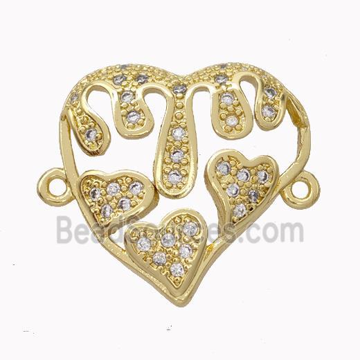 Copper Heart Micropave Zirconia Gold Plated