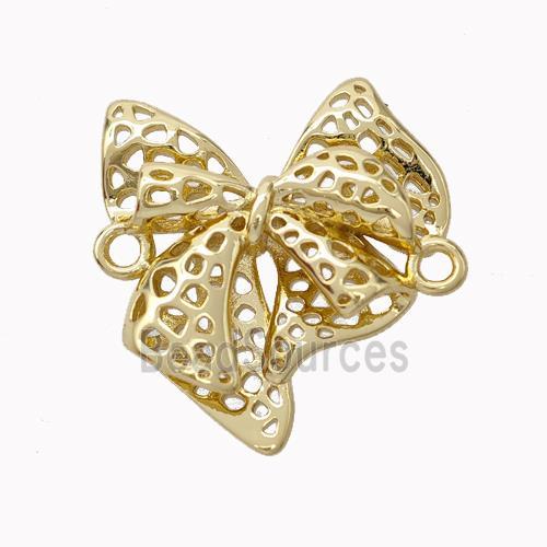 Copper Bowknot Connector Hollow Gold Plated