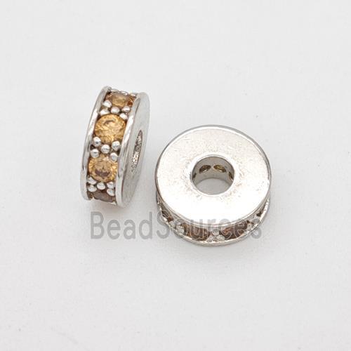 Copper Heishi Spacer Beads Micropave Zirconia Platinum Plated