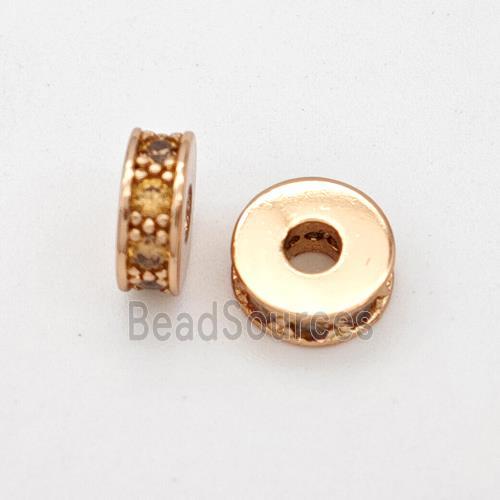 Copper Heishi Spacer Beads Micropave Zirconia Rose Gold