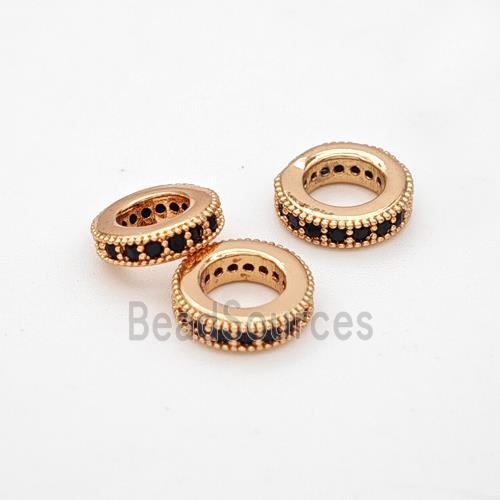 Copper Circle Spacer Beads Micropave Zirconia Large Hole Rose Gold