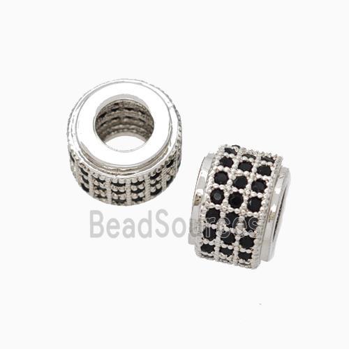 Copper Wheel Beads Pave Zirconia Large Hole Platinum Plated