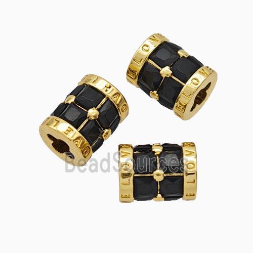 Copper Tube Beads Micropave Zirconia Cross Hole LOVE Gold Plated