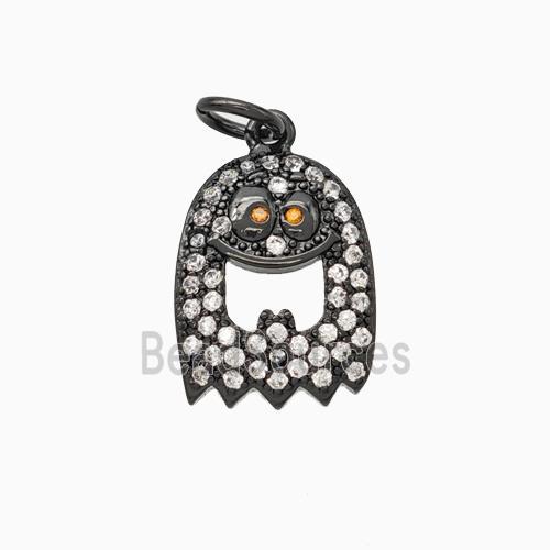 Halloween Ghost Charms Copper Pendant Pave Zirconia Black Plated