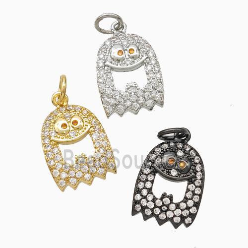 Halloween Ghost Charms Copper Pendant Pave Zirconia Mixed