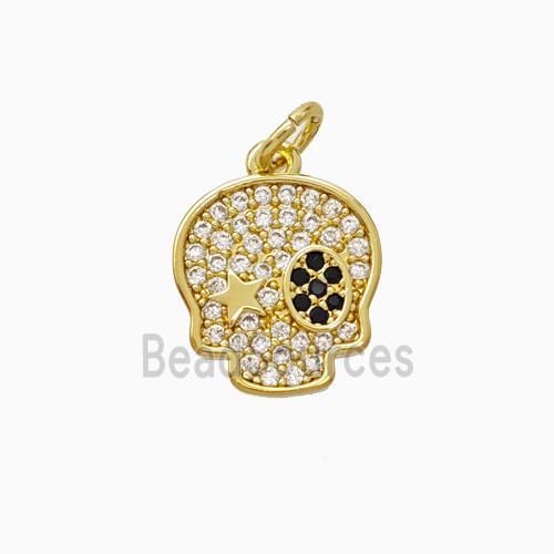 Halloween Pirate Charms Copper Pendant Pave Zirconia Gold Plated