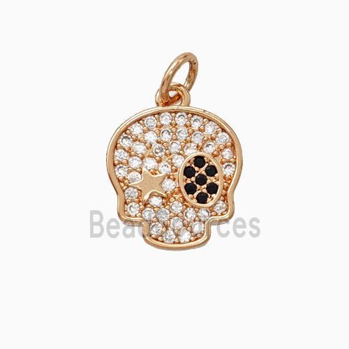 Halloween Pirate Charms Copper Pendant Pave Zirconia Rose Gold