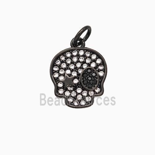 Halloween Pirate Charms Copper Pendant Pave Zirconia Black Plated