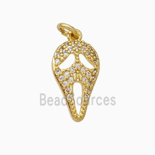 Halloween Mask Charms Copper Pendant Pave Zirconia Gold Plated