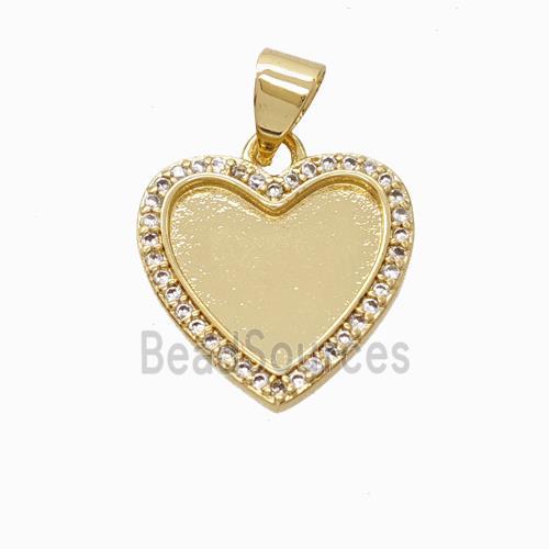 Copper Heart Pendant Micropave Zirconia Gold Plated