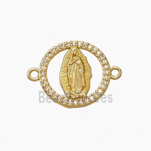 Jesus Charms Copper Connector Micropave Zirconia Gold plated