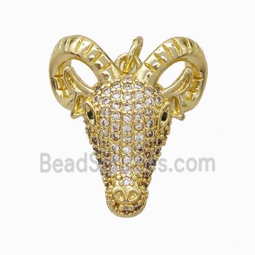 Copper Sheepshead Pendant Pave Zirconia Gold Plated