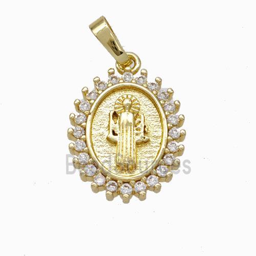 Jesus Charms Copper Pendant Pave Zirconia Gold Plated