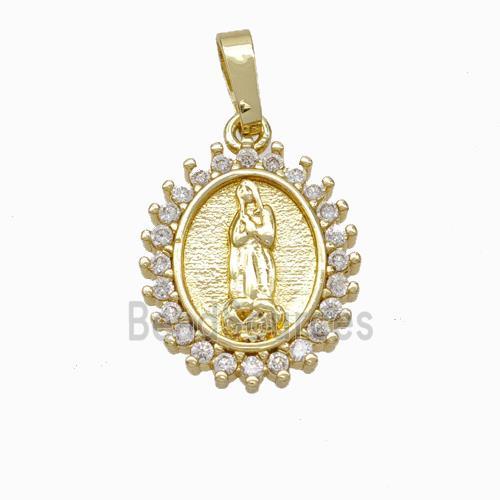 Jesus Charms Copper Pendant Pave Zirconia Gold Plated