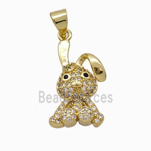 Copper Rabbit Pendant Micropave Zirconia Gold Plated