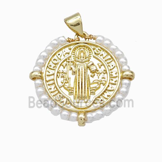 Jesus Charms Copper Pendant With Resin Wire Wrapped 18K Gold Plated