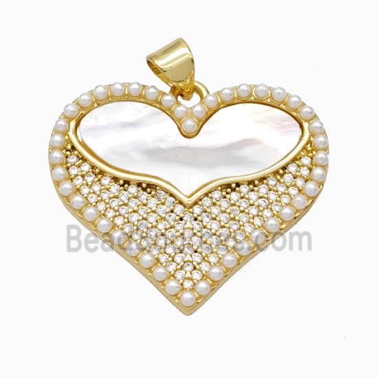 Copper Heart Pendant Pave Zirconia Shell Resin 18K Gold Plated