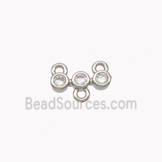 Copper Connector Pave Zirconia Platinum Plated