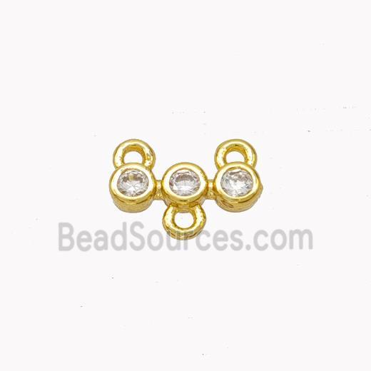 Copper Connector Pave Zirconia Gold Plated