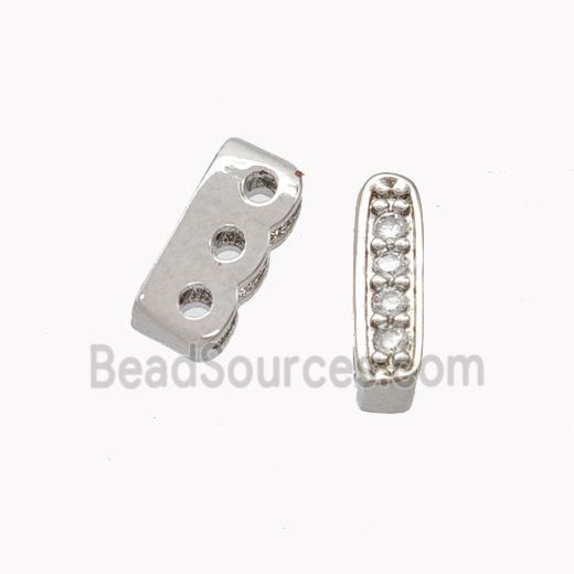 Copper Bead Pave Zirconia 4holes Platinum Plated