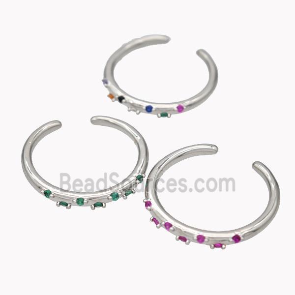 Copper Ring Micropave Zirconia Platinum Plated Mixed