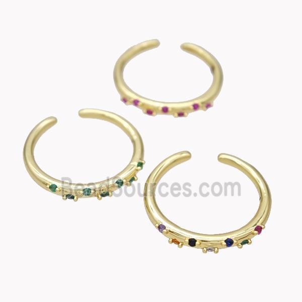 Copper Ring Micropave Zirconia Gold Plated Mixed