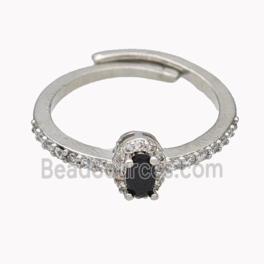 Copper Rings Micropave Zirconia Adjustable Platinum Plated