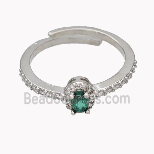 Copper Rings Micropave Zirconia Adjustable Platinum Plated