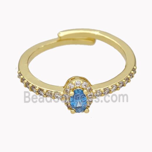 Copper Rings Micropave Zirconia Adjustable Gold Plated