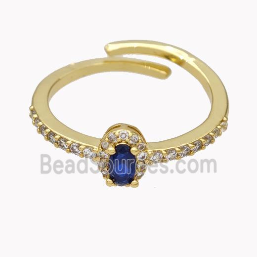 Copper Rings Micropave Zirconia Adjustable Gold Plated