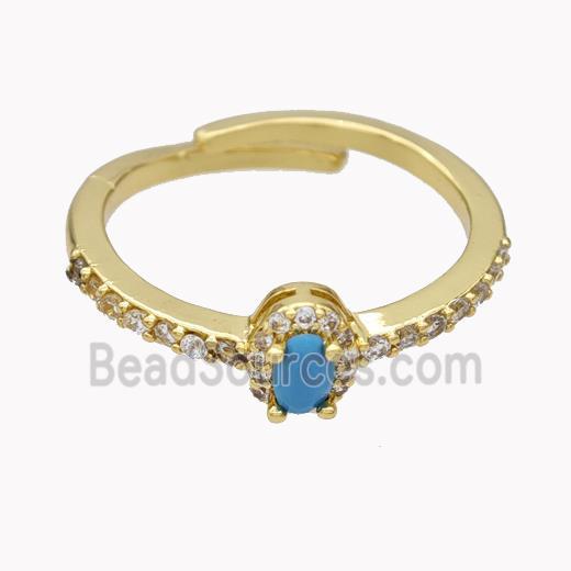 Copper Rings Micropave Zirconia Adjustable Gold Plated