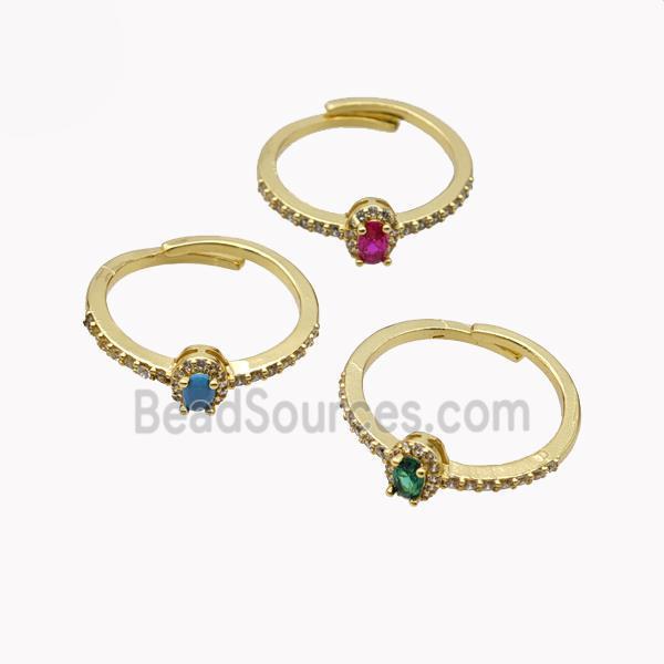 Copper Rings Micropave Zirconia Adjustable Gold Plated Mixed