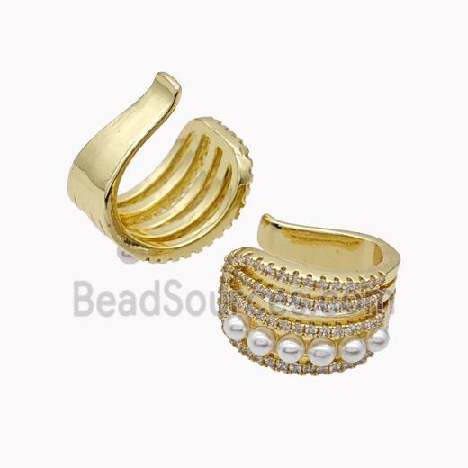 Copper Ring Pave Pearlized Resin Gold Plated