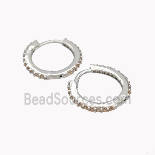 Copper Hoop Earrings Pave Zirconia Platinum Plated