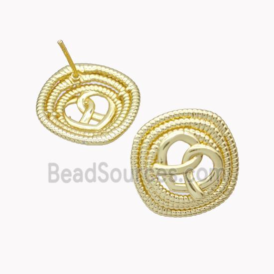 Enamel Heart Stud Earrings Spiral Gold Plated