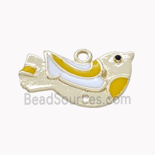 Copper Doves Birds Pendant Enamel Gold Plated