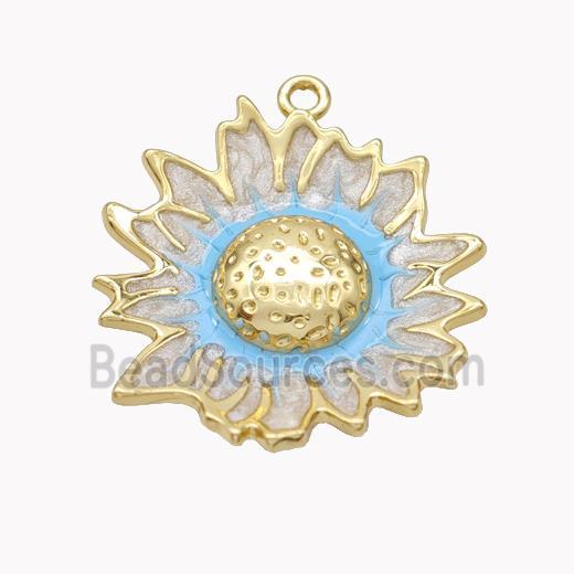 Copper Sunflower Pendant Enamel Gold Plated