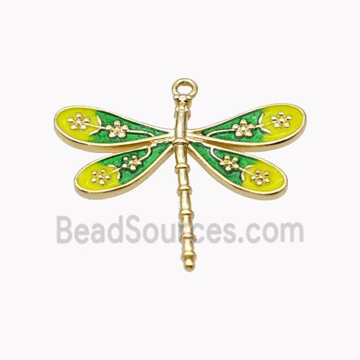 Copper Dragonfly Pendant Yellow Enamel Gold Plated