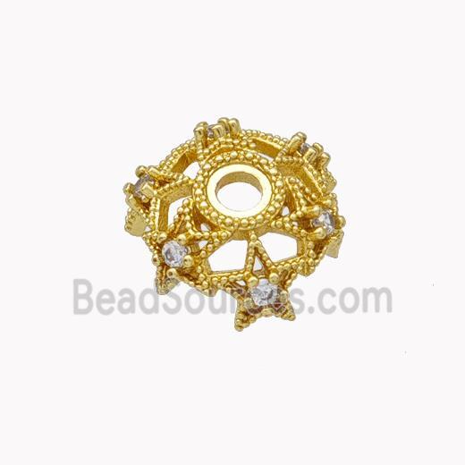 Copper Beadcaps Micropave Zirconia Gold Plated