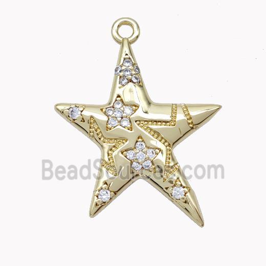 Copper Star Pendant Micropave Zirconia Gold Plated