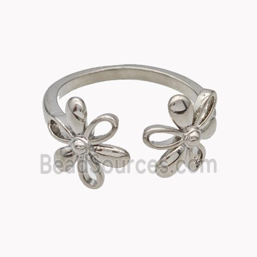 Copper Flower Rings Platinum Plated