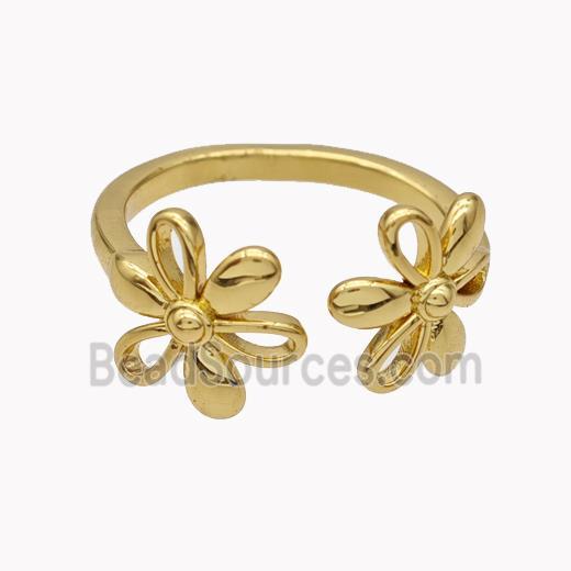 Copper Flower Rings Gold Plated