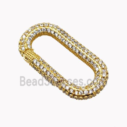 Copper Carabiner Clasp Micropave Zirconia Gold Plated