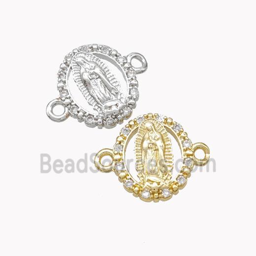 Virgin Mary Charms Copper Connector Pave Zirconia Mixed